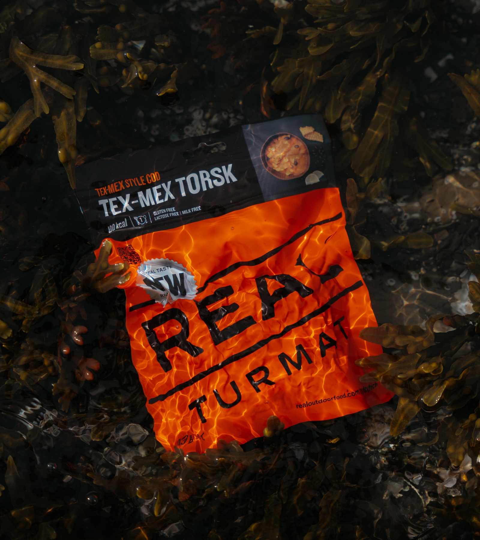 real turmat tex mex torsk i vannet mellom steinene