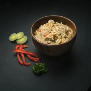 creamy pasta with pork prepared