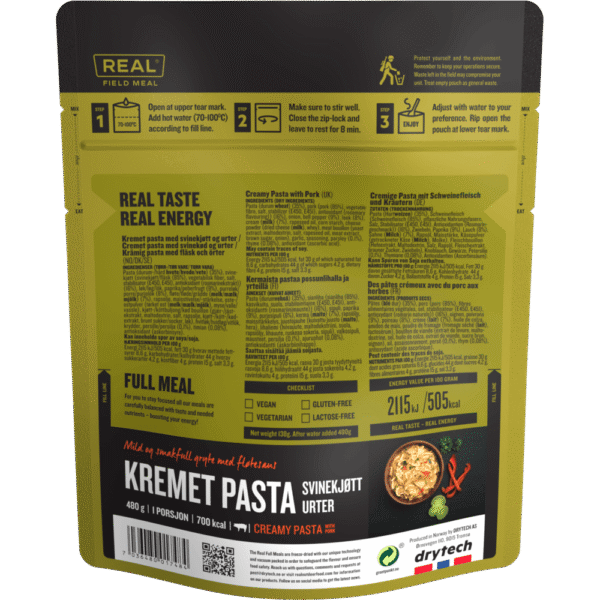 creamy pasta with pork backside