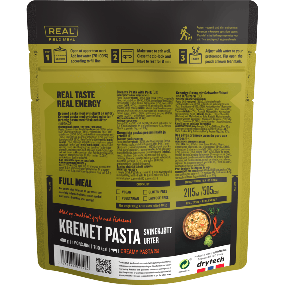 creamy pasta with pork backside