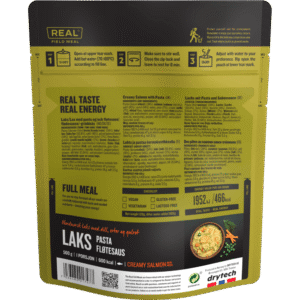 creamy salmon with pasta backside