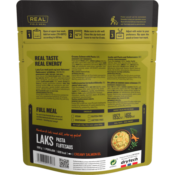 creamy salmon with pasta backside