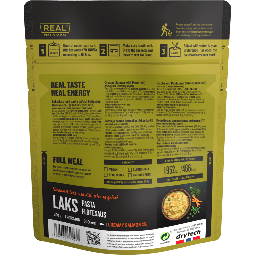 creamy salmon with pasta backside