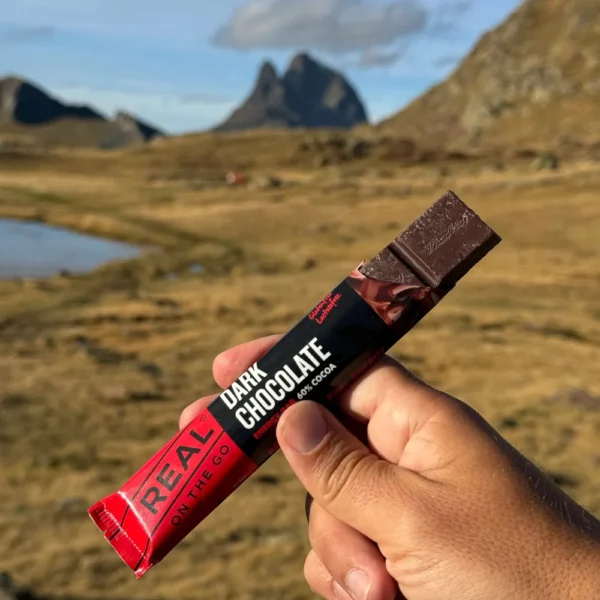 dark chocolate in hand outdoor