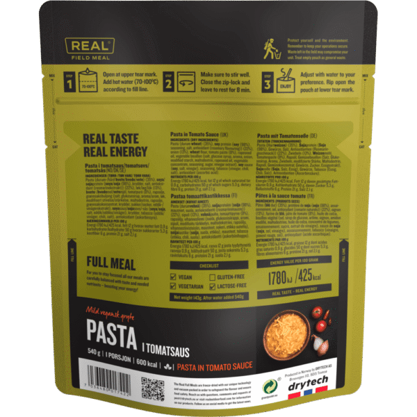 pasta in tomato sauce backside