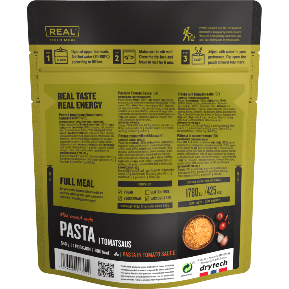 pasta in tomato sauce backside